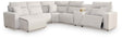 ModMax II Stone 6-Piece Power Reclining Sectional with Chaise and Console by Ashley at Eve Furniture