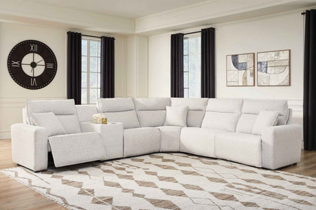 ModMax II Stone 6-Piece Power Reclining Sectional with Console by Ashley at Eve Furniture