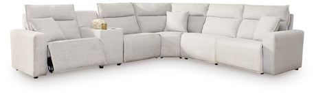 ModMax II Stone 6-Piece Power Reclining Sectional with Console by Ashley at Eve Furniture