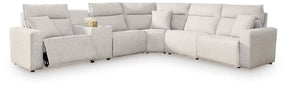 ModMax II Stone 6-Piece Power Reclining Sectional with Console by Ashley at Eve Furniture