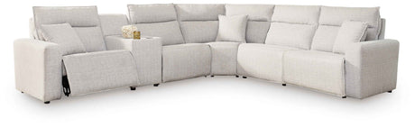 ModMax II Stone 6-Piece Reclining Sectional with Console by Ashley at Eve Furniture