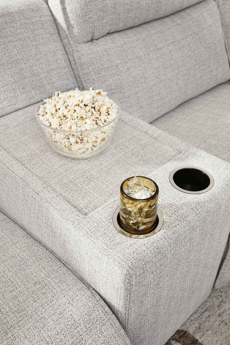 ModMax II Stone 6-Piece Reclining Sectional with Console by Ashley at Eve Furniture