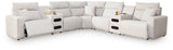 ModMax II Stone 7-Piece Power Reclining Sectional with Chaise and Audio Consoles by Ashley at Eve Furniture