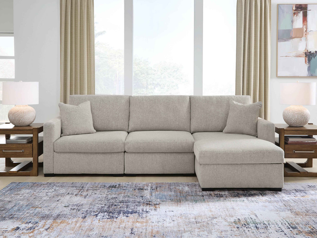 ModMax Luxe Flint 3-Piece Sectional Sofa Storage Chaise by Ashley at Eve Furniture