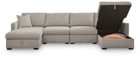 ModMax Luxe Flint 4-Piece Double Storage Chaise Sectional by Ashley at Eve Furniture