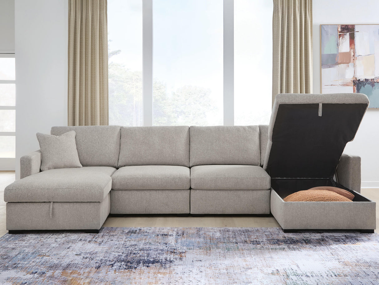 ModMax Luxe Flint 4-Piece Double Storage Chaise Sectional by Ashley at Eve Furniture