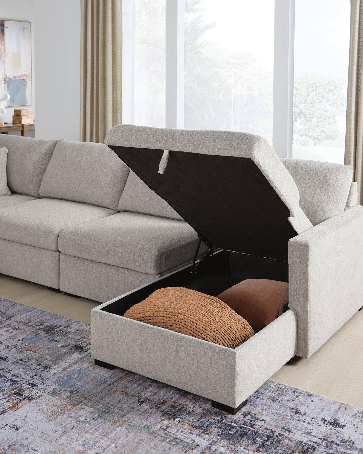 ModMax Luxe Flint 4-Piece Double Storage Chaise Sectional by Ashley at Eve Furniture