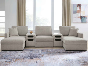 ModMax Luxe Flint 5-Piece Double Chaise Sectional with Audio Consoles by Ashley at Eve Furniture