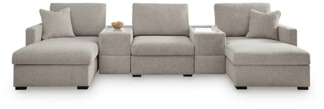 ModMax Luxe Flint 5-Piece Double Chaise Sectional with Storage Consoles by Ashley at Eve Furniture