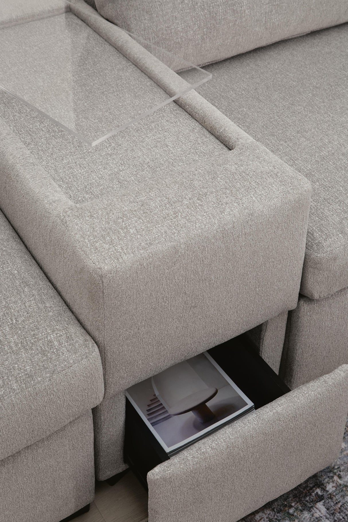 ModMax Luxe Flint 5-Piece Double Chaise Sectional with Storage Consoles by Ashley at Eve Furniture