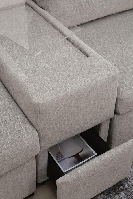 ModMax Luxe Flint 5-Piece Double Chaise Sectional with Storage Consoles by Ashley at Eve Furniture