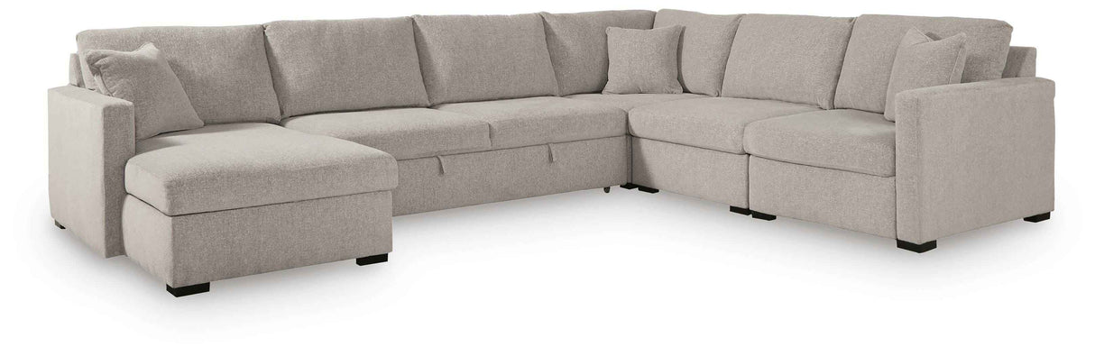 ModMax Luxe Flint 5-Piece Sectional with Chaise and Pop Up Sleeper by Ashley at Eve Furniture