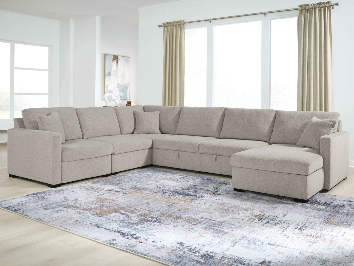 ModMax Luxe Flint 5-Piece Sectional with Chaise and Pop Up Sleeper by Ashley at Eve Furniture