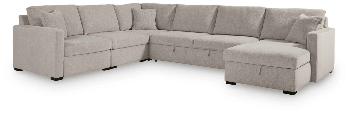 ModMax Luxe Flint 5-Piece Sectional with Storage Chaise and Pop Up Sleeper by Ashley at Eve Furniture