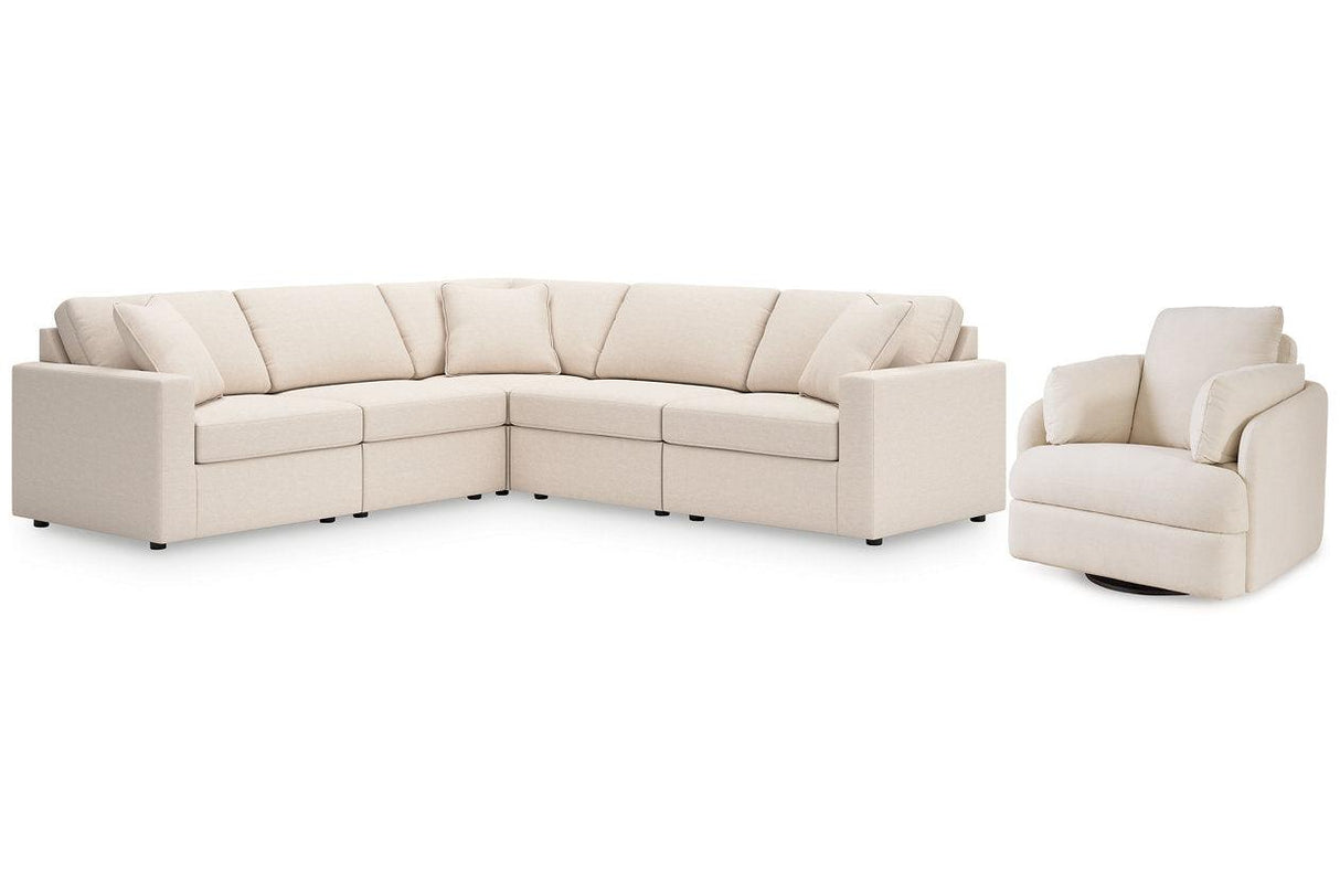 Modmax Oyster 5-Piece Sectional and Swivel Glider Recliner by Ashley at Eve Furniture