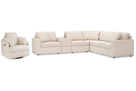 Modmax Oyster 6-Piece Sectional and Swivel Glider Recliner by Ashley at Eve Furniture