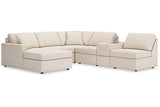Modmax Oyster 6-Piece Sectional with Chaise by Ashley at Eve Furniture