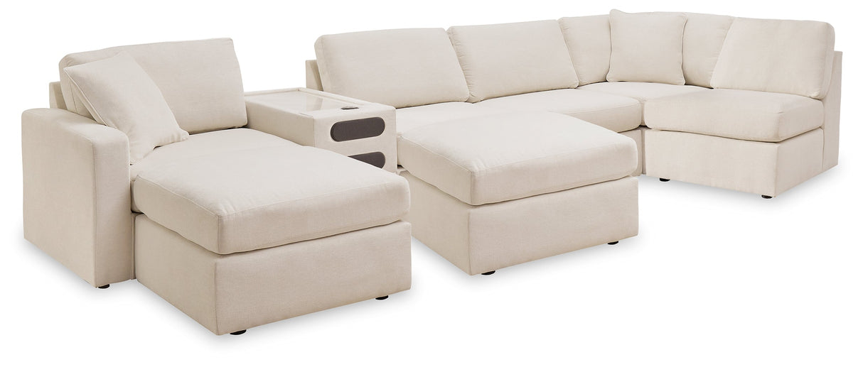 Modmax Oyster 6-Piece Sectional with Console with Audio System and Ottoman by Ashley at Eve Furniture