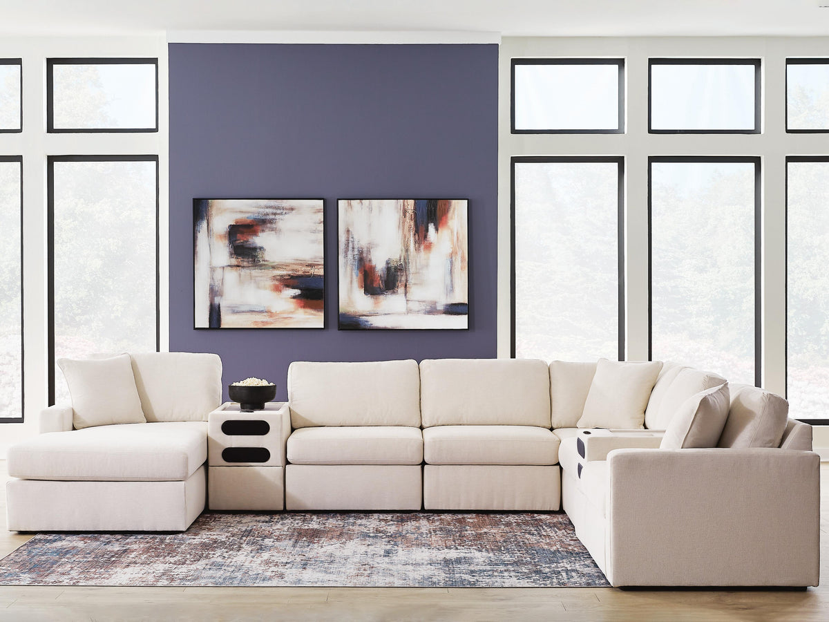 Modmax Oyster 8-Piece Sectional with RAF Storage Chaise and Audio Consoles by Ashley at Eve Furniture