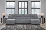Modmax Salt and Pepper 4-Piece Reclining Sectional with Double Chaise by Ashley at Eve Furniture
