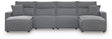Modmax Salt and Pepper 4-Piece Reclining Sectional with Double Chaise by Ashley at Eve Furniture