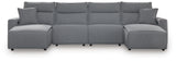 Modmax Salt and Pepper 4-Piece Reclining Sectional with Double Chaise by Ashley at Eve Furniture