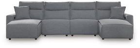 Modmax Salt and Pepper 4-Piece Reclining Sectional with Double Chaise by Ashley at Eve Furniture
