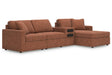 Modmax Spice 4-Piece Sectional with Chaise by Ashley at Eve Furniture
