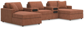 Modmax Spice 5-Piece Double Storage Chaise Sectional with Audio Consoles by Ashley at Eve Furniture