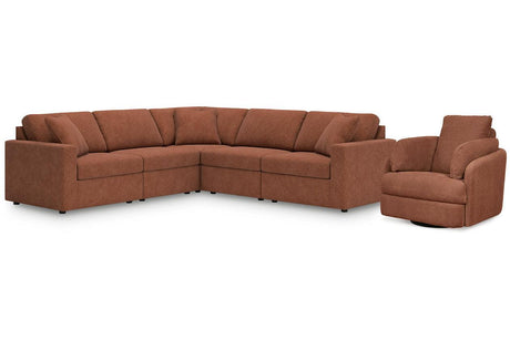 Modmax Spice 5-Piece Sectional and Swivel Glider Recliner by Ashley at Eve Furniture
