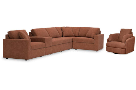 Modmax Spice 6-Piece Sectional and Swivel Glider Recliner by Ashley at Eve Furniture