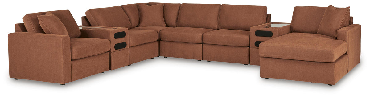 Modmax Spice 8-Piece Sectional with RAF Storage Chaise and Audio Consoles by Ashley at Eve Furniture