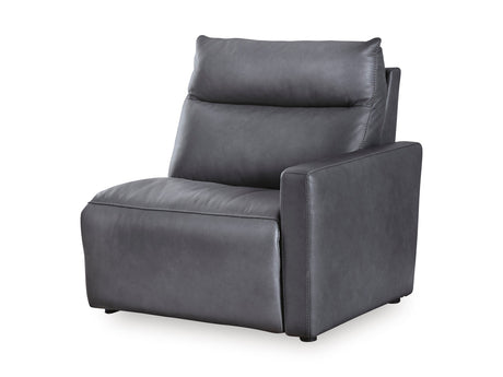ModZ Blue 2-Piece Power Reclining Sectional Loveseat by Ashley at Eve Furniture