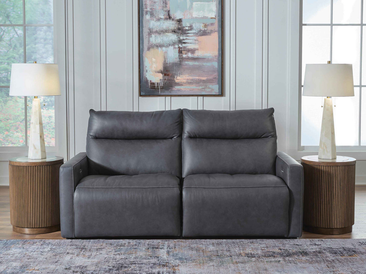 ModZ Blue 2-Piece Power Reclining Sectional Loveseat by Ashley at Eve Furniture
