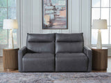 ModZ Blue 2-Piece Power Reclining Sectional Loveseat by Ashley at Eve Furniture