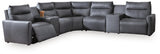 ModZ Blue 7-Piece Power Reclining Sectional with Audio Consoles