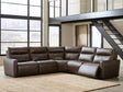 ModZ Chocolate 5-Piece Power Reclining Sectional by Ashley at Eve Furniture