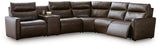ModZ Chocolate 6-Piece Power Reclining Sectional with Audio Console by Ashley at Eve Furniture
