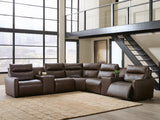 ModZ Chocolate 7-Piece Power Reclining Sectional with Audio Consoles by Ashley at Eve Furniture