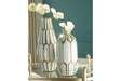 Mohsen Gold Finish/White Vase by Ashley at Eve Furniture
