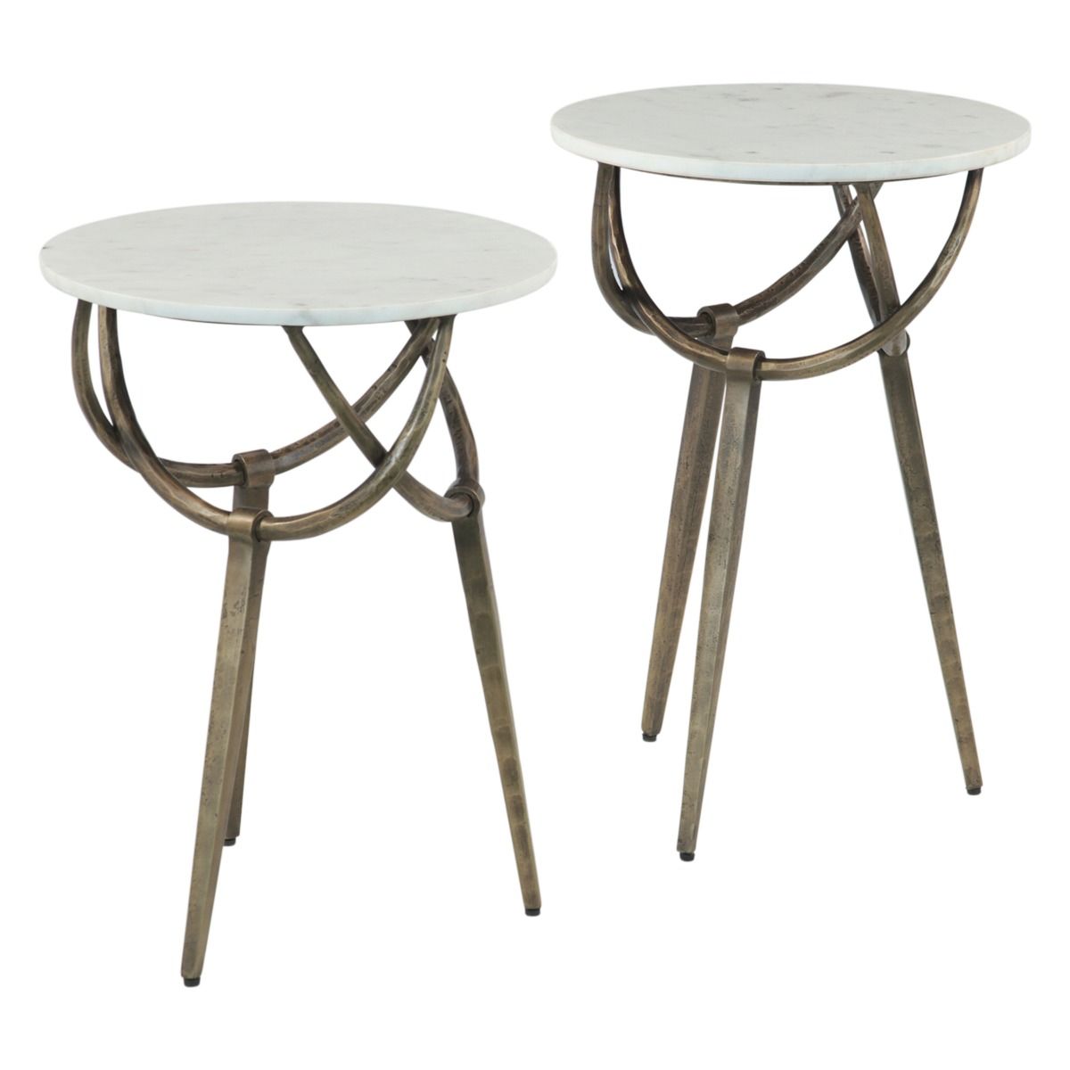 Mojave 16" Side Table with White Marble and Antique Brass Base, Set of 2 by Home Trends & Design at Eve Furniture