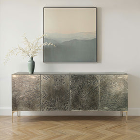 Mojave 83" Four Door Buffet in Desert Patina with Brass Base by Home Trends & Design at Eve Furniture