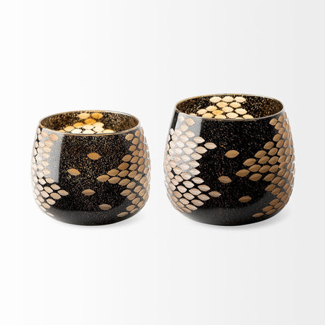 Mojave Small Black and Gold Detail Glass Vase by Mercana at Eve Furniture