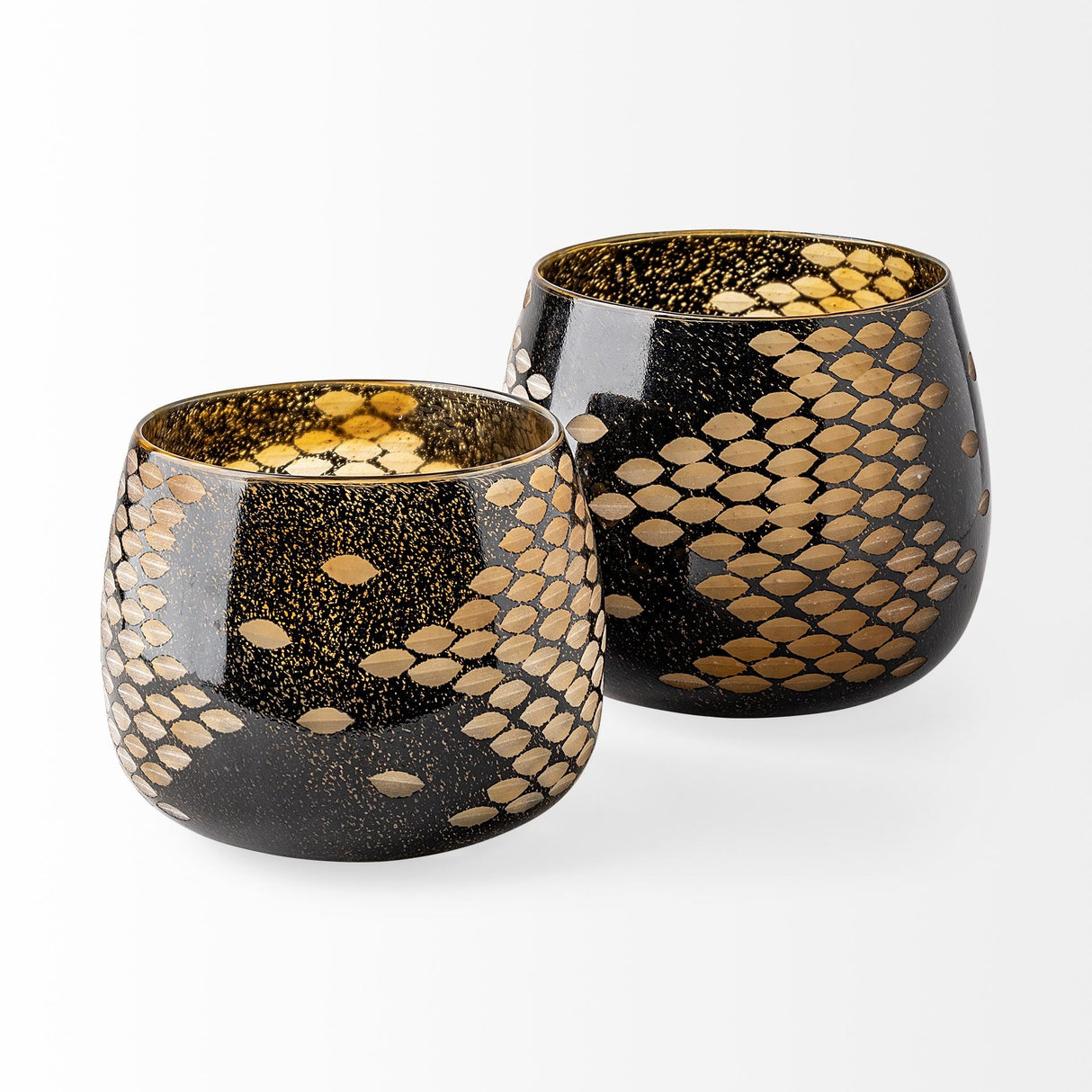 Mojave Small Black and Gold Detail Glass Vase by Mercana at Eve Furniture