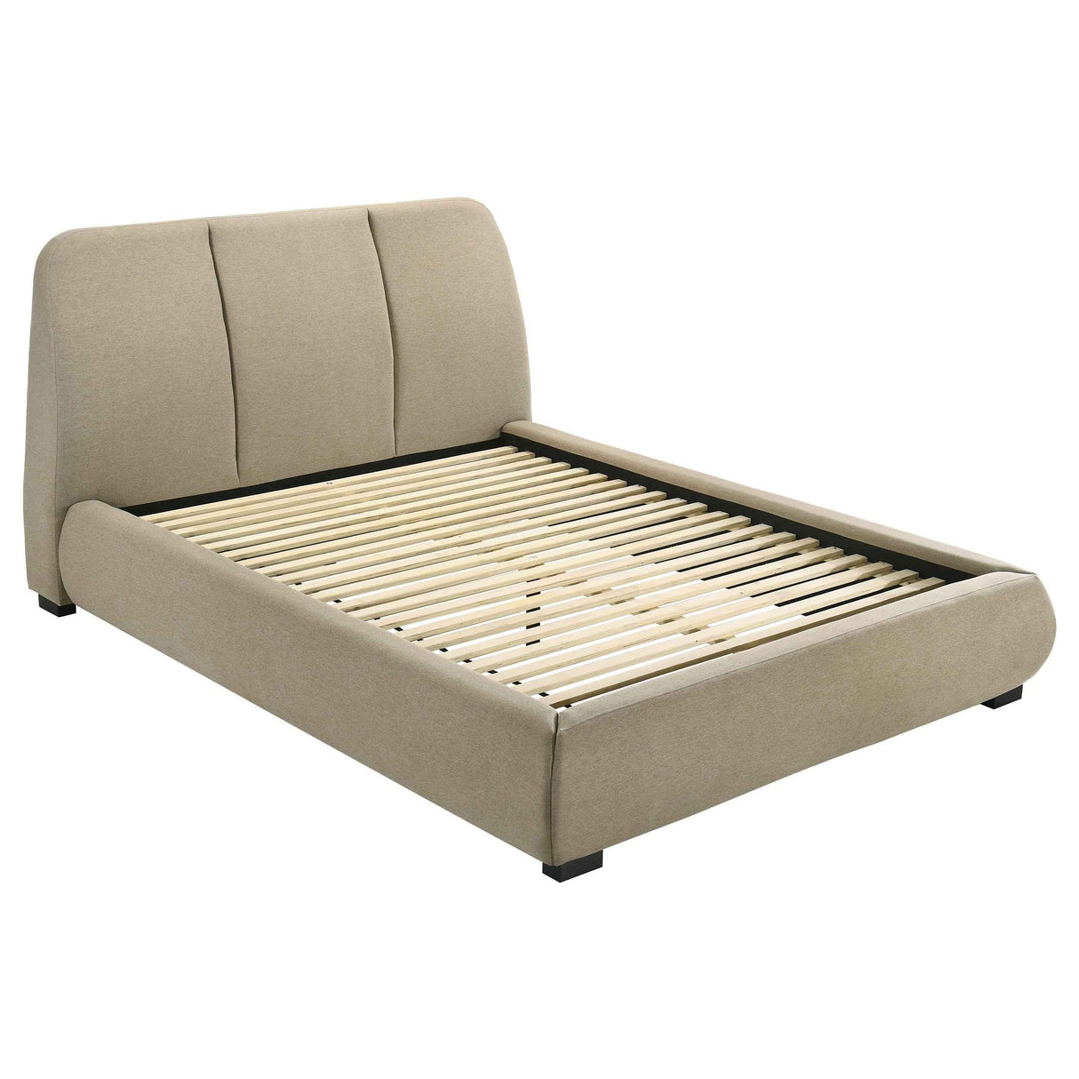 Mokena Light Brown 46-inch Upholstered Queen Platform Bed by Coaster at Eve Furniture