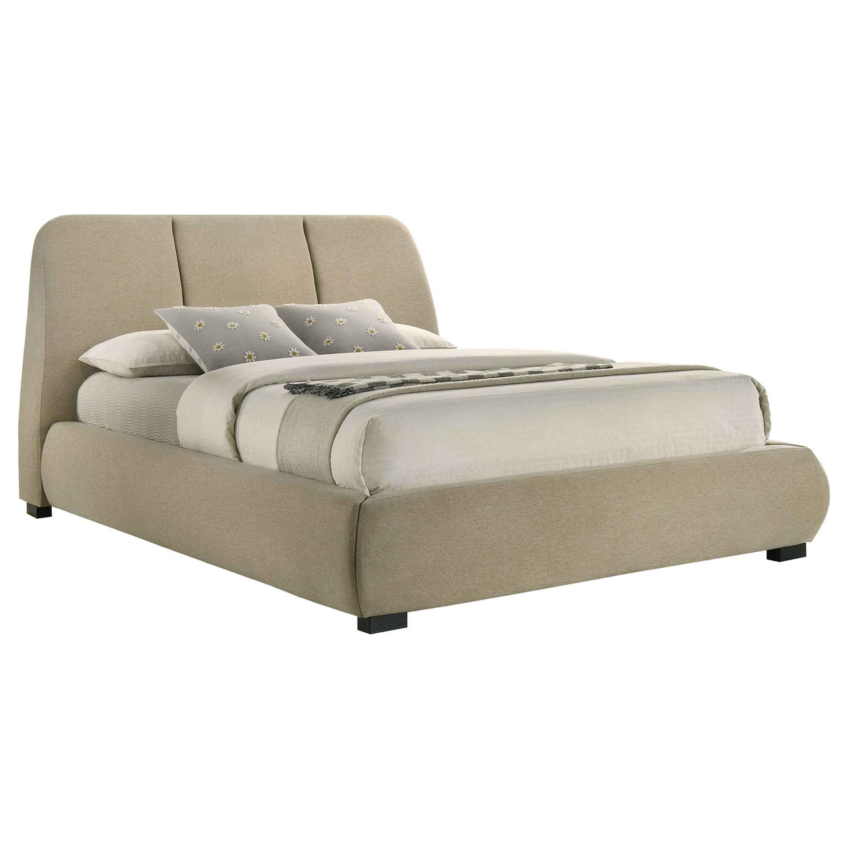 Mokena Light Brown 46-inch Upholstered Queen Platform Bed by Coaster at Eve Furniture
