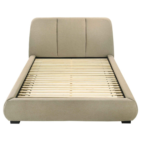 Mokena Light Brown 46-inch Upholstered Queen Platform Bed by Coaster at Eve Furniture
