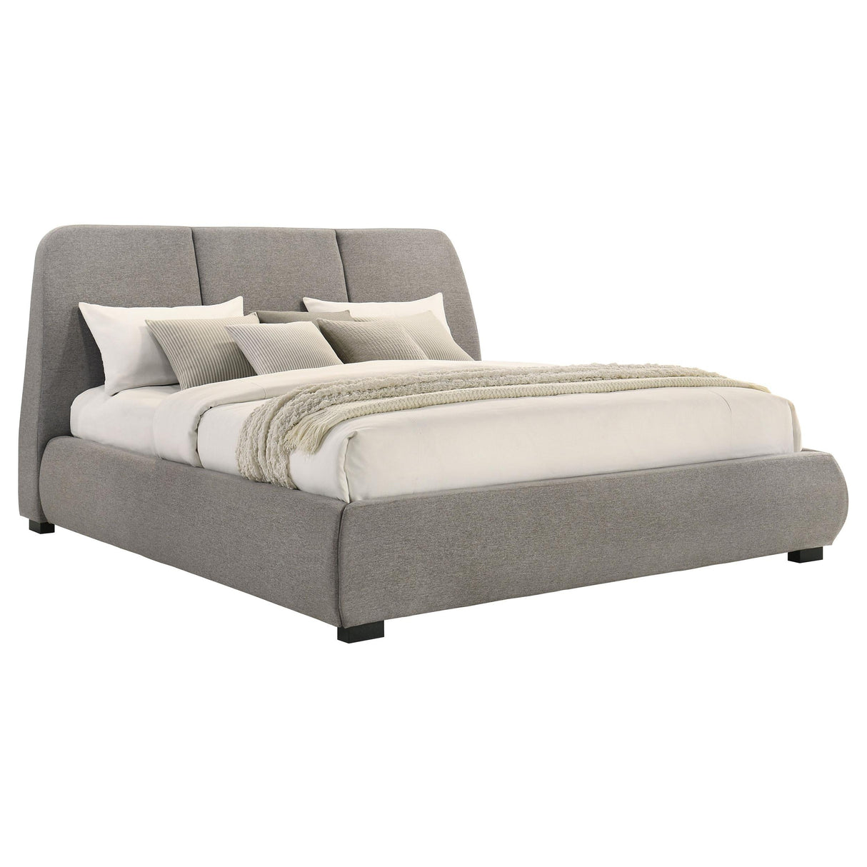 Mokena Taupe 46-inch Upholstered Eastern King Platform Bed by Coaster at Eve Furniture