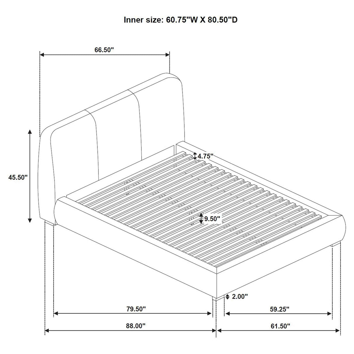 Mokena Taupe 46-inch Upholstered Queen Platform Bed by Coaster at Eve Furniture