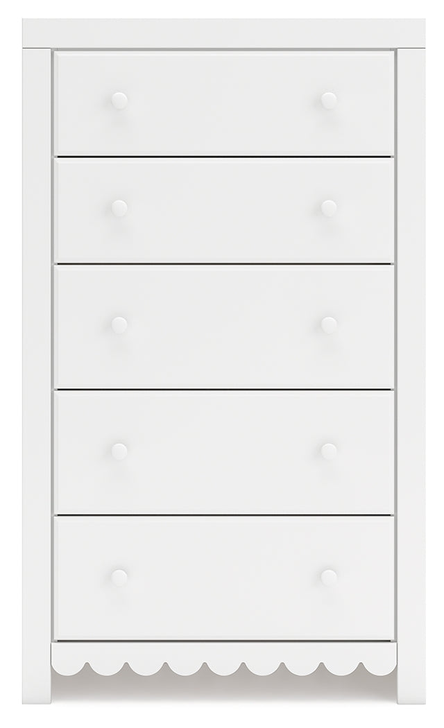 Mollviney White Chest of Drawers